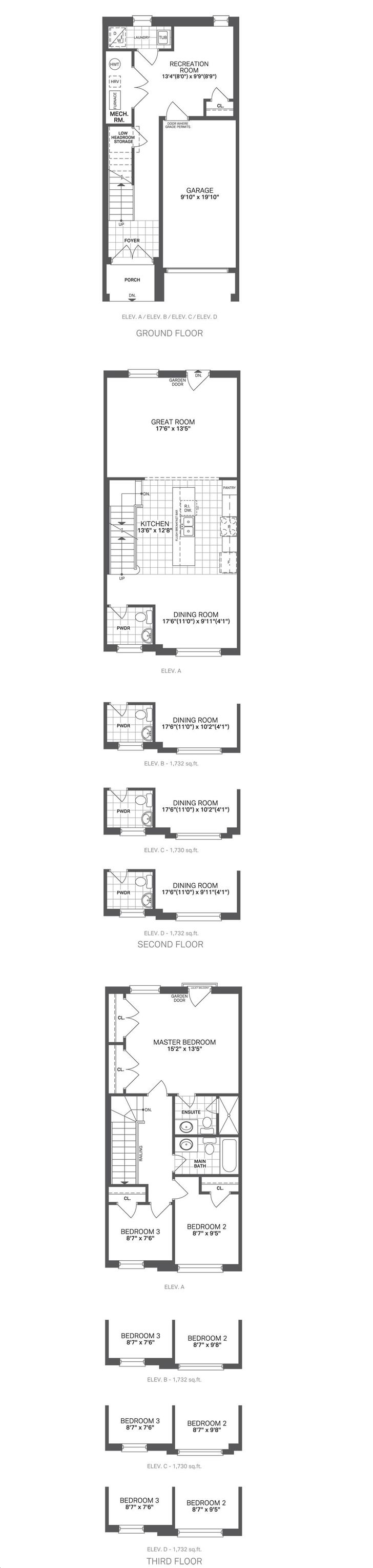 First Street Towns by Saberwood |Algonquin 2 Floorplan 3 bed & 2.5 bath