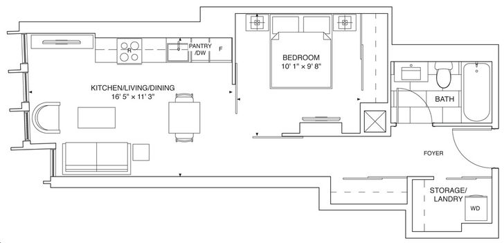 Fleur Condos by Menkes |Gladiolus Floorplan 1 bed & 1 bath