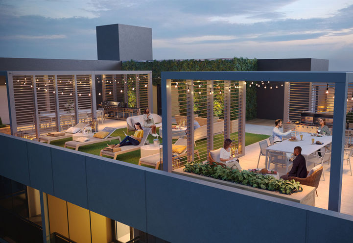 Flex Condos Rooftop Terrace Lounge and Dining Areas