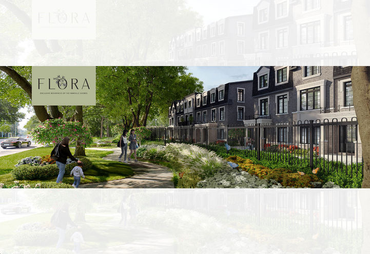 Flora Homes Streetscape View of Townhome Exteriors