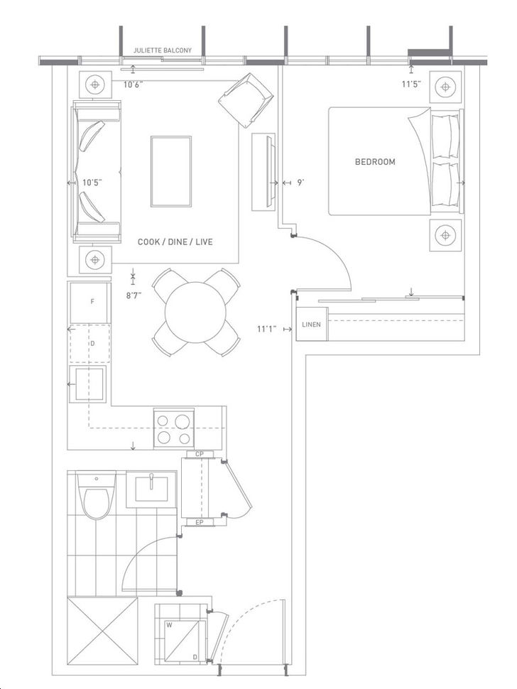 Form Condos by Tridel |Line 1A Floorplan 1 bed & 1 bath