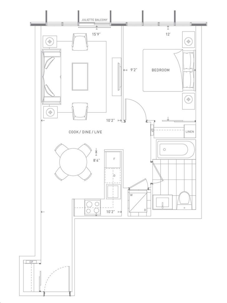 Form Condos by Tridel |Line 1D Floorplan 1 bed & 1 bath