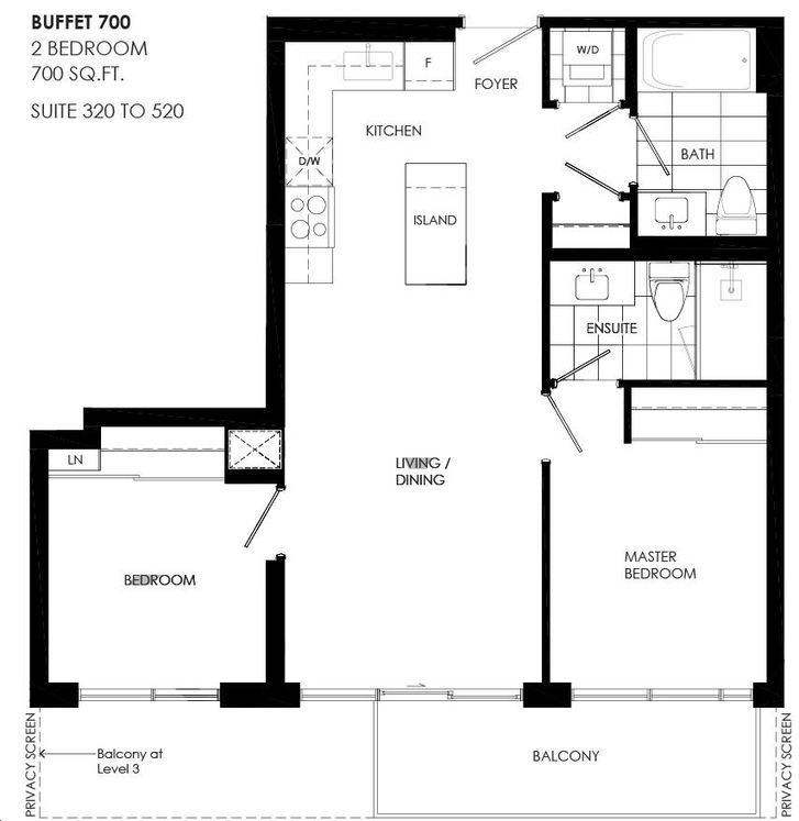 Fortune At Fort York Condos By Onni |Buffet 700 Floorplan 2 Bed & 2 Bath