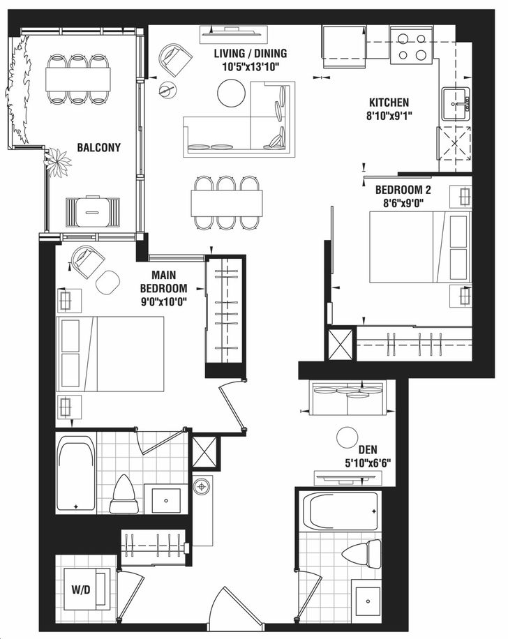 Four Me Condos by Lash |Model 845 Floorplan 2 bed & 2 bath