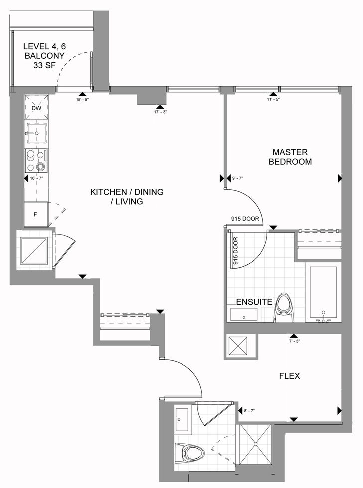 Galleria 02 Condos by Elad 1B+F 05 Floorplan 1 bed & 2 bath