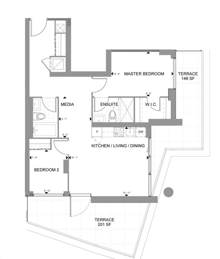 Galleria 02 Condos by Elad 2B+M 08 Floorplan 2 bed & 2 bath