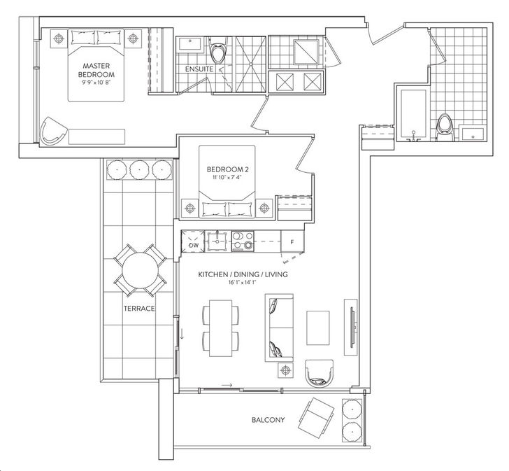 Galleria on the Park by Almadev |2B 03 Floorplan 2 bed & 2 bath