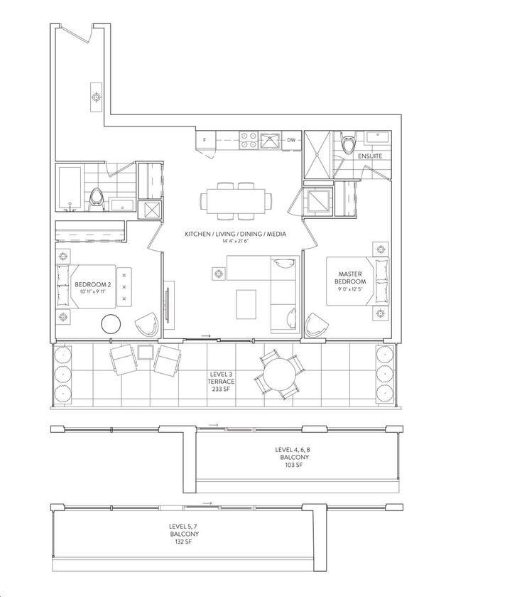 Galleria on the Park by Almadev |2B01 Floorplan 2 bed & 2 bath