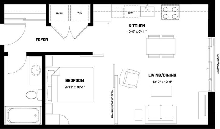 Gore Park Lofts by Scholar-Properties-Ltd |1B Floorplan 1 bed & 1 bath