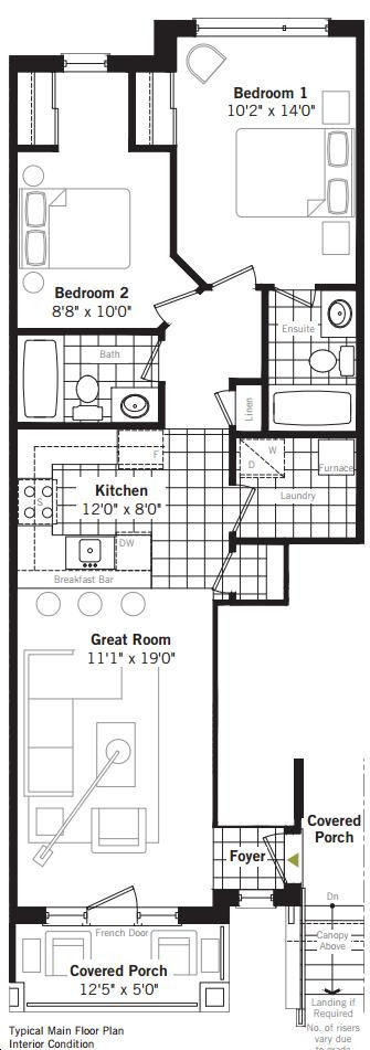 938 sq ft 2 BHK Floor Plan Image - Brownstone Foundations Agate