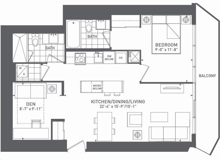 Harbour Plaza Residences by Menkes Blue A Floorplan 1 bed