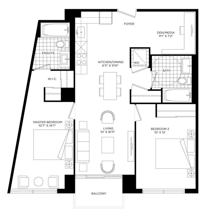 Harbour Ten10 Condo by Castle-Royale |PEGASUS Floorplan 2 bed & 2 bath