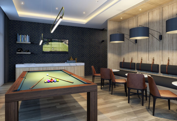 Games Room with Pool Table at Harbour Ten10 Condos