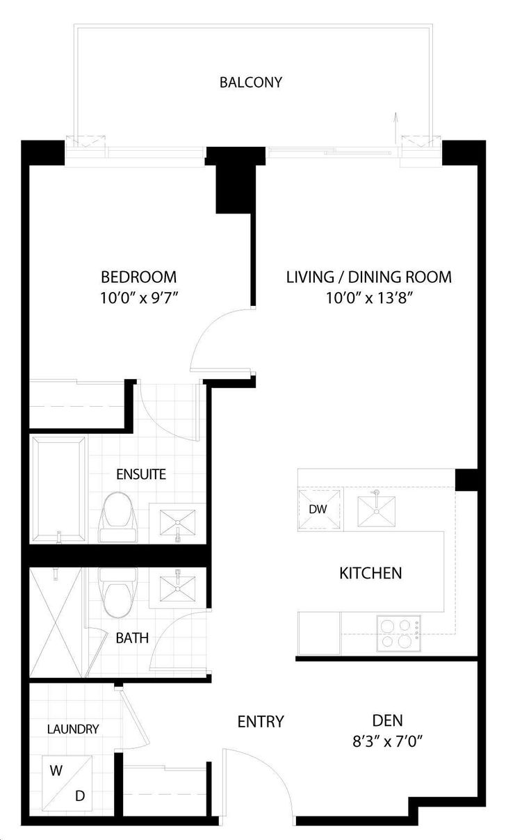 HighPark Condos by Daniels Hillsview Floorplan 1 bed & 2 bath