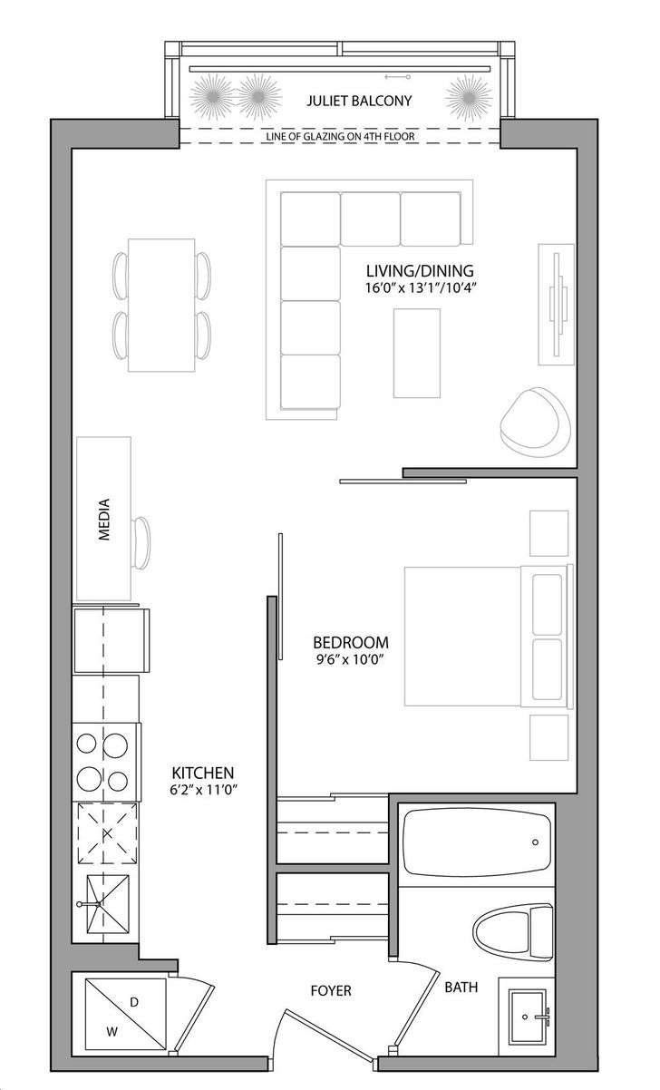 Highlight Condos by Hazelton Developments |1BE2 Floorplan 1 bed & 1 bath