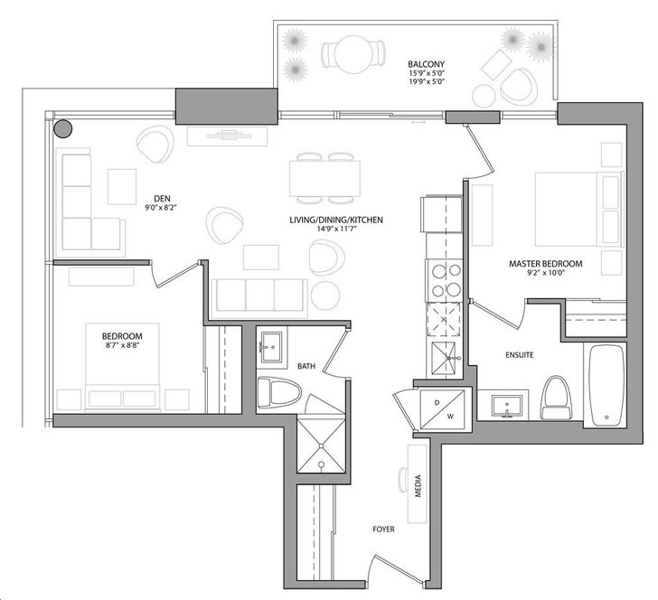 Highlight Condos by Hazelton Developments |2BDA Floorplan 2 bed & 2 bath