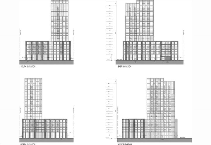 Hyde Park Leaside Condos Black and White Elevations Drawing