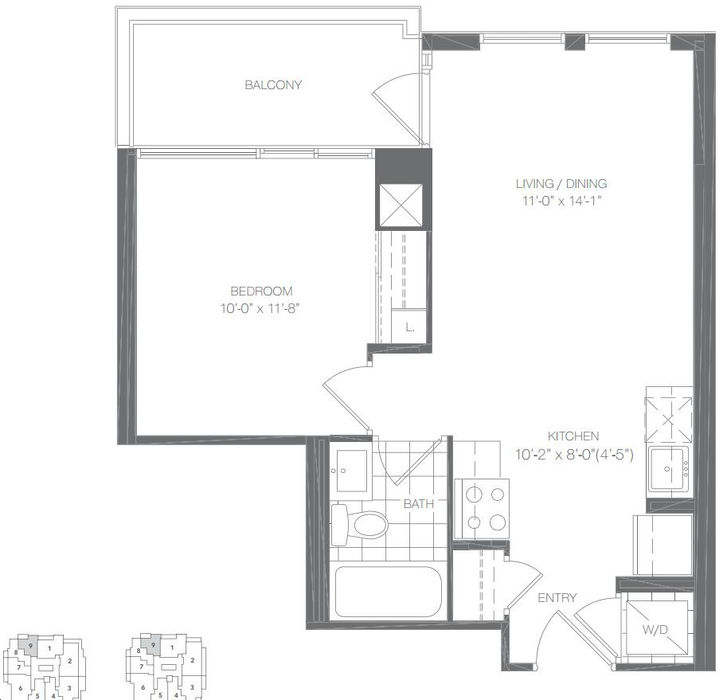 IQ2 Condos by Remington |The Rembrandt Floorplan 1 bed & 1 bath