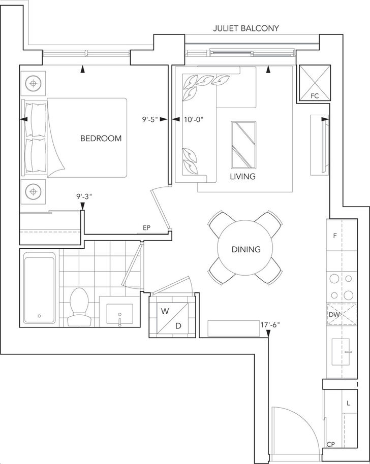 Islington Terrace Condos by Tridel |1A Floorplan 1 bed & 1 bath