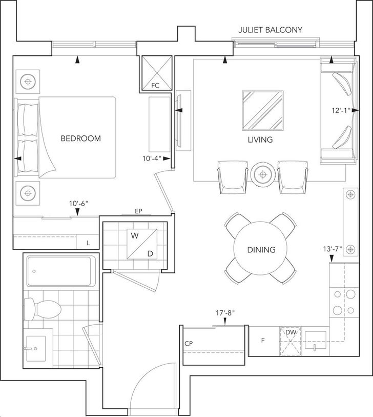 Islington Terrace Condos by Tridel |1B Floorplan 1 bed & 2 bath