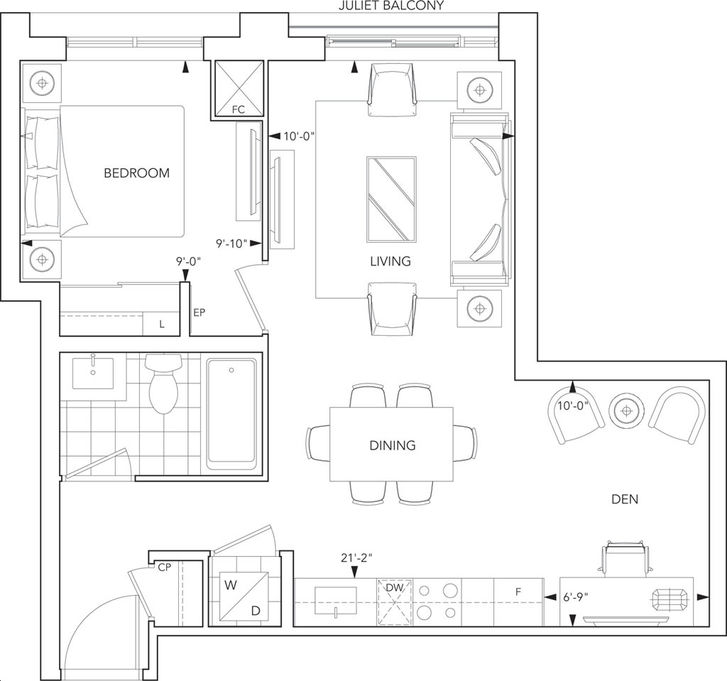 Islington Terrace Condos by Tridel |1C+D Floorplan 1 bed & 1 bath