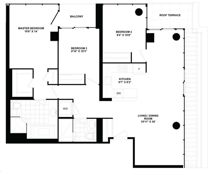 Ivory on Adelaide by Plaza SUITE LPH15T Floorplan 3 bed