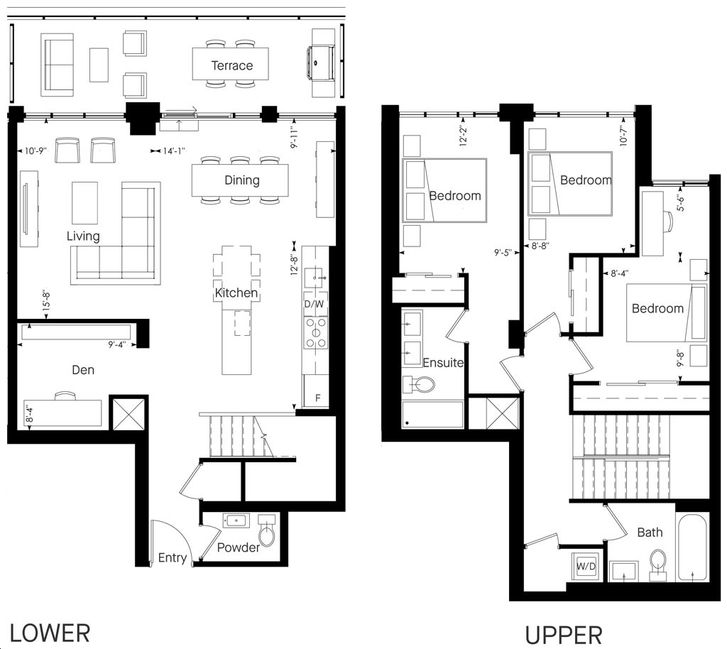 Junction House Condos by Globizen |3B-H2 Floorplan 3 bed & 2.5 bath