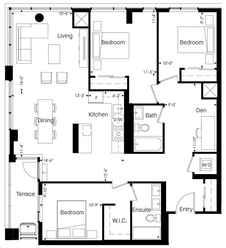 Junction House Condos by Globizen |3D-C Floorplan 3 bed & 2 bath