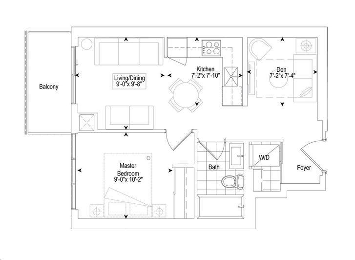 KSquare Condos by Kingdom-Development |The Muse 519 Floorplan 1 bed & 1 ...