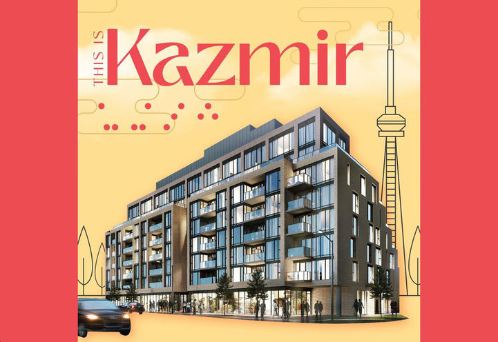 Kazmir Condos Exterior View with Animated Background