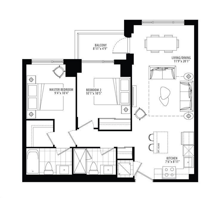 Keystone Condos 2 by Kaneff |18 Floorplan 2 bed & 2 bath