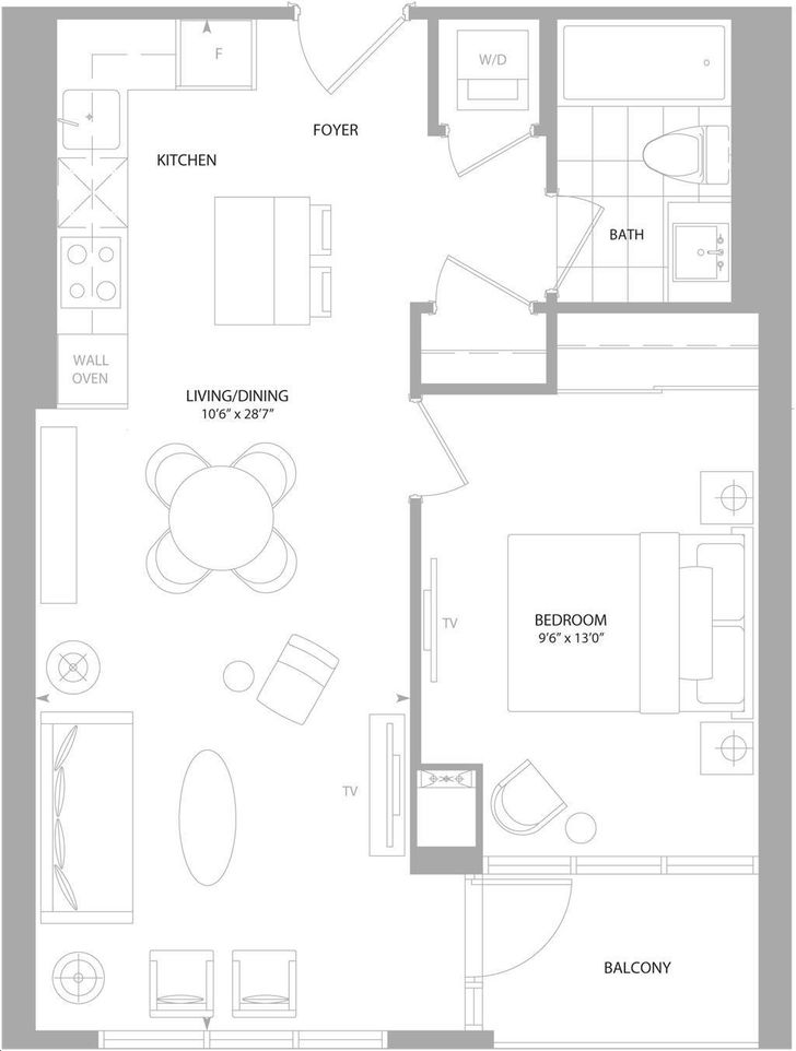 King Blue Condos by Greenland-Group |CONSTANTINE Floorplan 1 bed & 1 bath