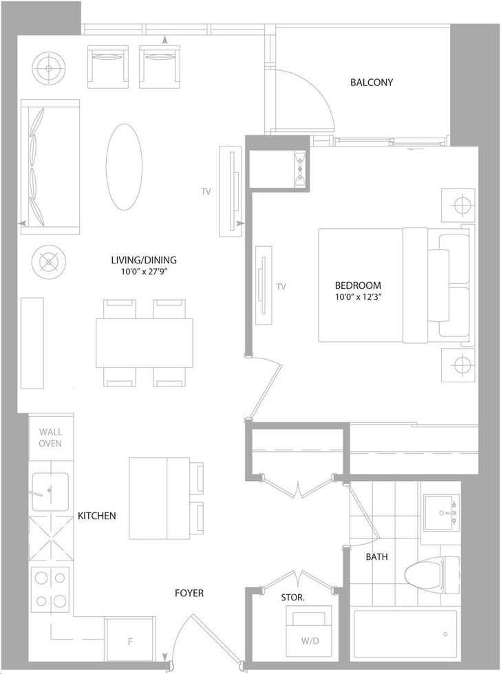 King Blue Condos by Greenland-Group |GUNTHER Floorplan 1 bed & 1 bath