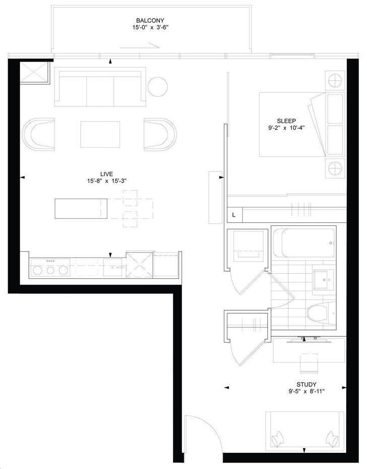 King Plus Condos by Terracomm |C3 Floorplan 1 bed & 1 bath