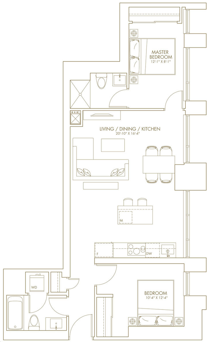 Kingly Condos by Riocan Suite 301 Floorplan 2 bed & 2 bath