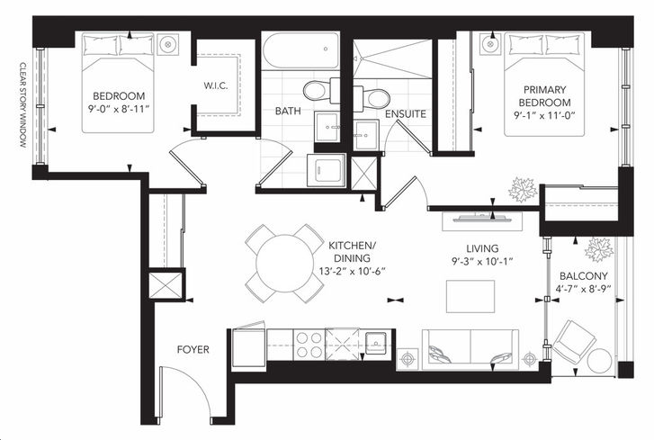 Kingside Residences by Altree-Developments |Bounty Floorplan 2 bed & 2 bath