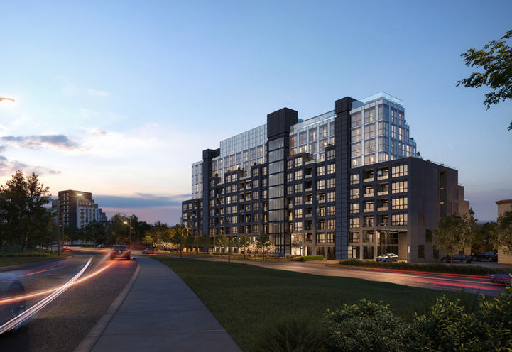 Kingside Residences Streetscape View of Exteriors at Dusk