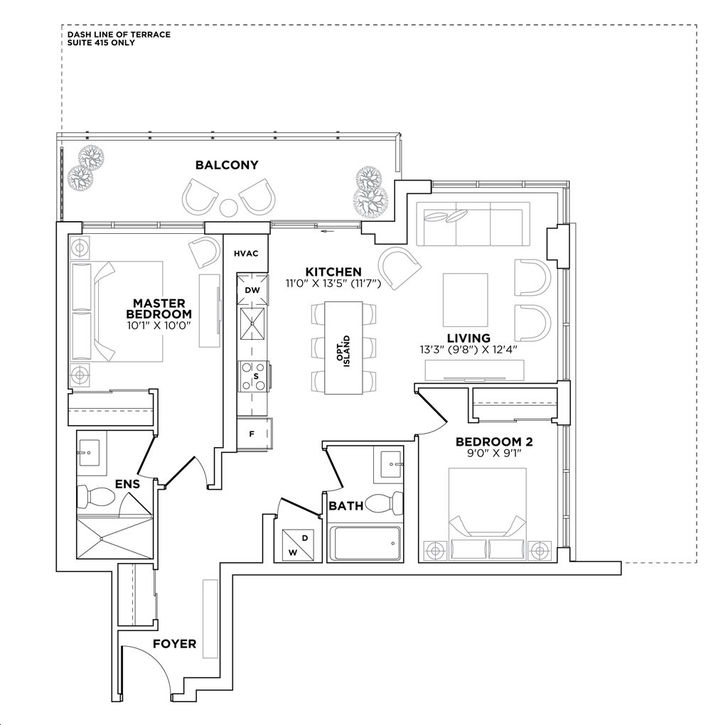 Kiwi Condos by Rosehaven |West Village Floorplan 2 bed & 2 bath