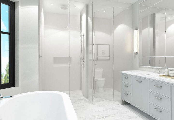 Bathroom Ensuite Interior with White Marble Design Features at Konzulat Towns