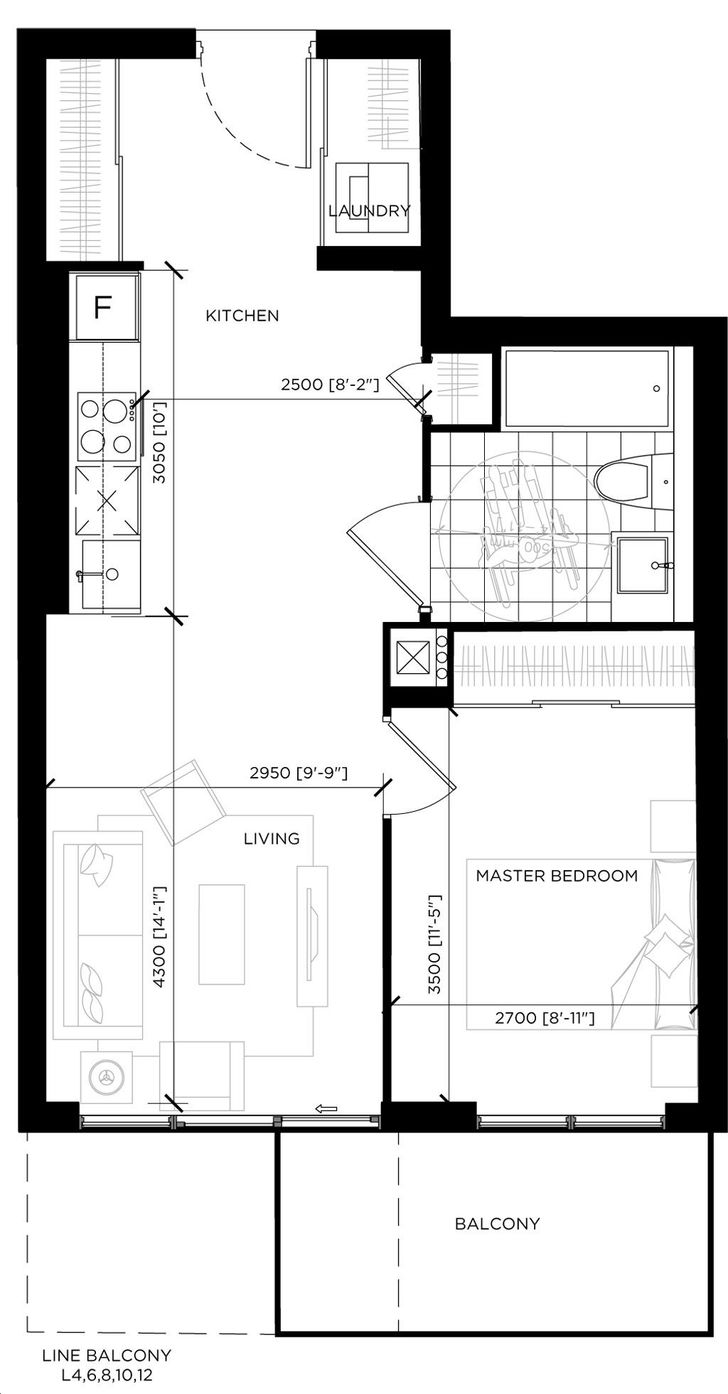 LJM Tower by LJM Victoria Floorplan 1 bed & 1 bath