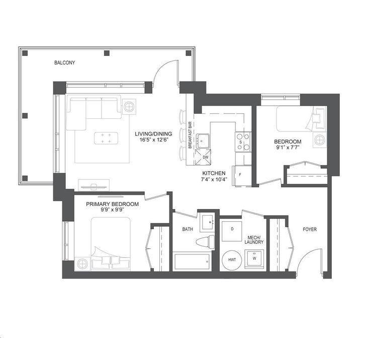 Lackner Ridge Condos by Reids Heritage |Bridgemill Floorplan 2 bed & 2 bath