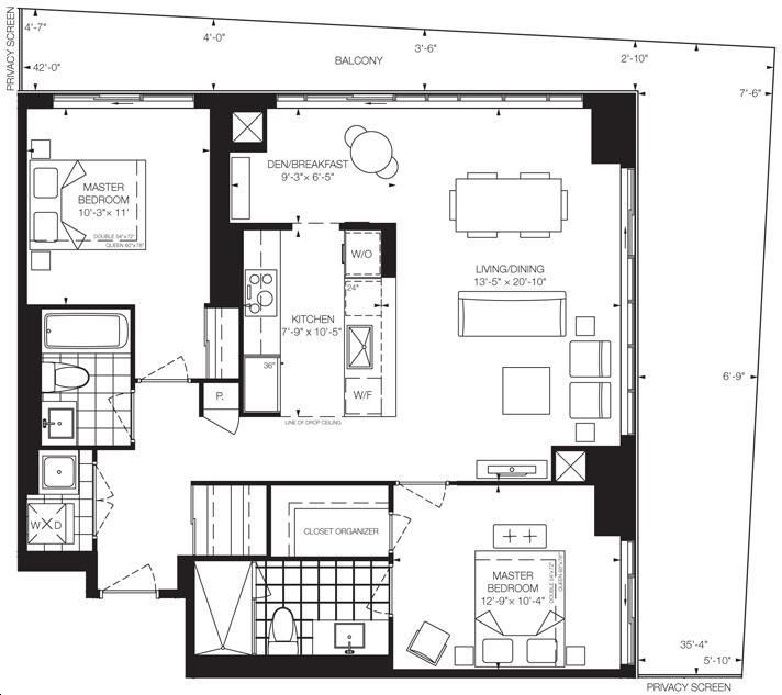 Lago at the Waterfront by Monarch 1083 Floorplan 2 bed
