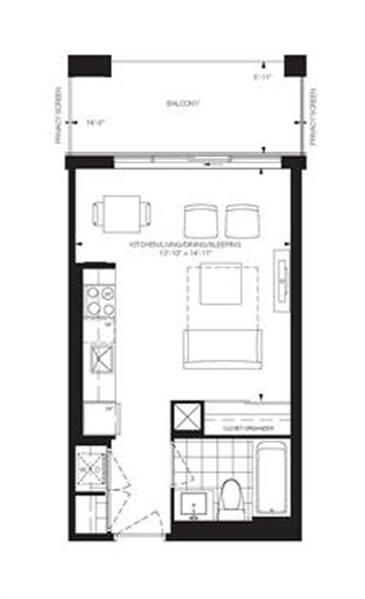 Lago at the Waterfront by Monarch 368 Floorplan 0 bed & 1