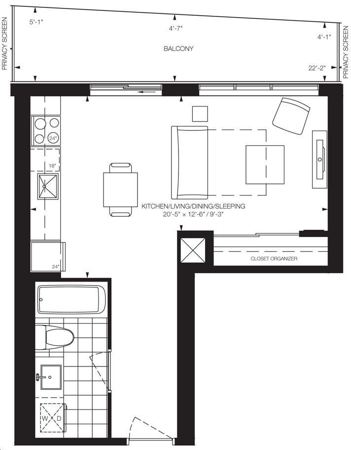 Lago at the Waterfront by Monarch 424 Floorplan 0 bed & 1