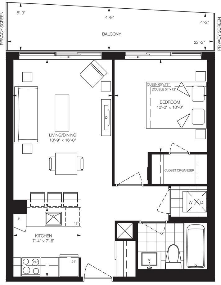 Lago at the Waterfront by Monarch |552 Floorplan 1 bed & 1 bath