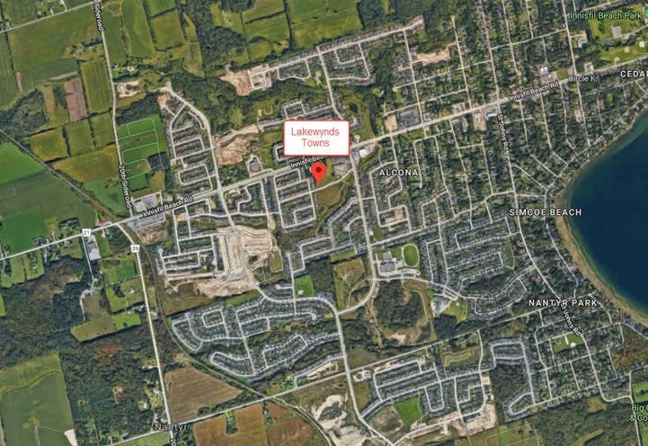 Aerial Map View of Location of Lakewynds Towns, Neighbourhood and Lake
