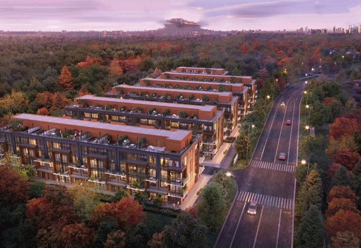 Lawrence Hill Towns Dusk View of Master Planned Community