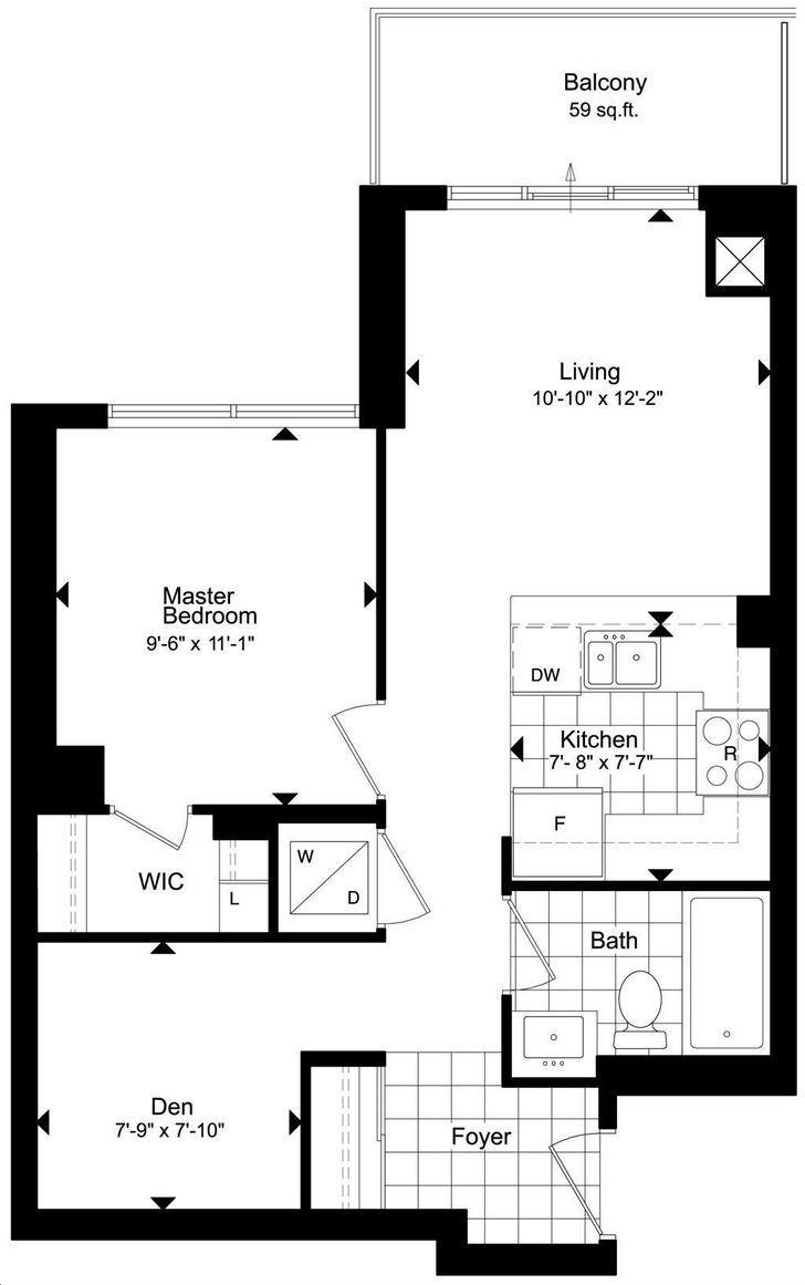 Leslie Boutique Residences by Great Lands unit 7 Floorplan 1 bed