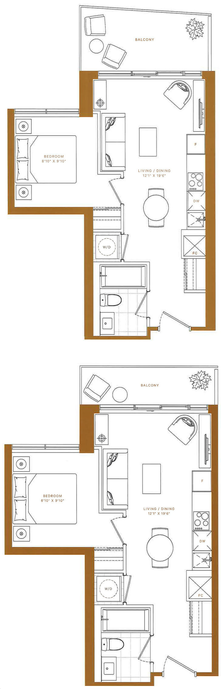 Line 5 Condos South Tower by Reserve T.06 Floorplan 1 bed