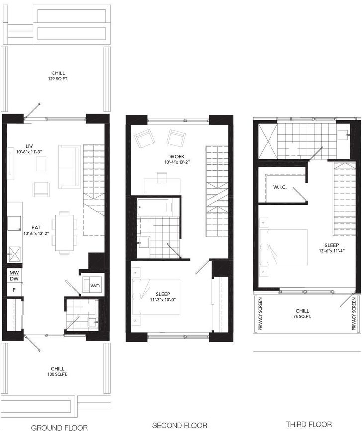 Liv Lofts by FramBuilding Loft LL7 Floorplan 2 bed & 2.5 bath